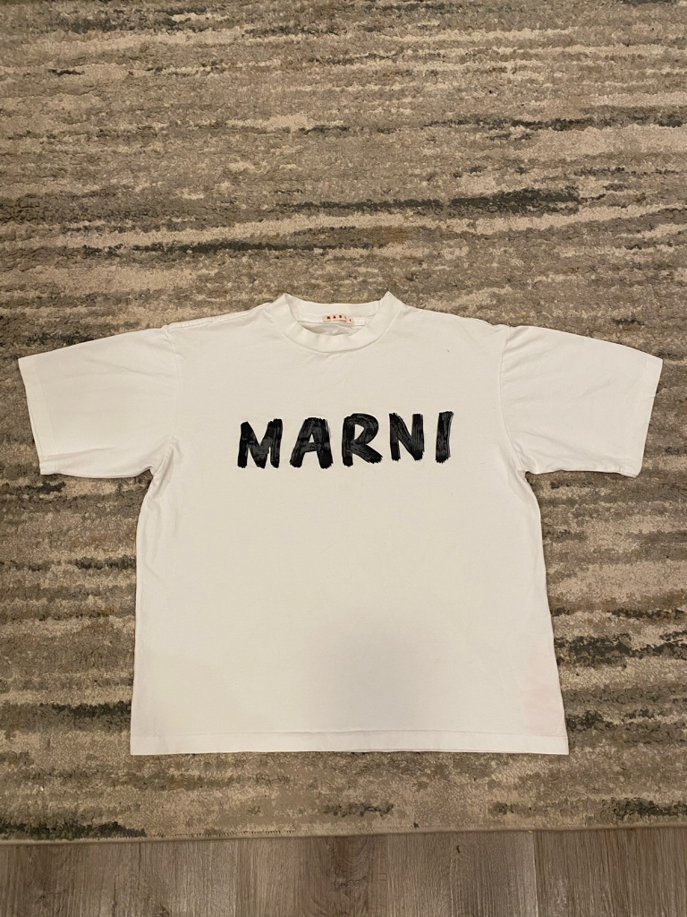 Marni White T-Shirt with Black Brushstroke Logo
